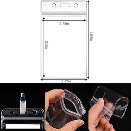FTONOM5 6PCS Clear Waterproof Plastic Badge Holders Dustproof Double Sided Badge for Name Tag Card ID Holders Lanyard or Clips (Vertical)