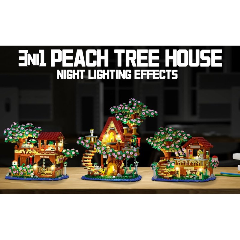 YCJZXMS 3-in-1 Sakura Tree House Building Set (3-in-1 Sakura Tree