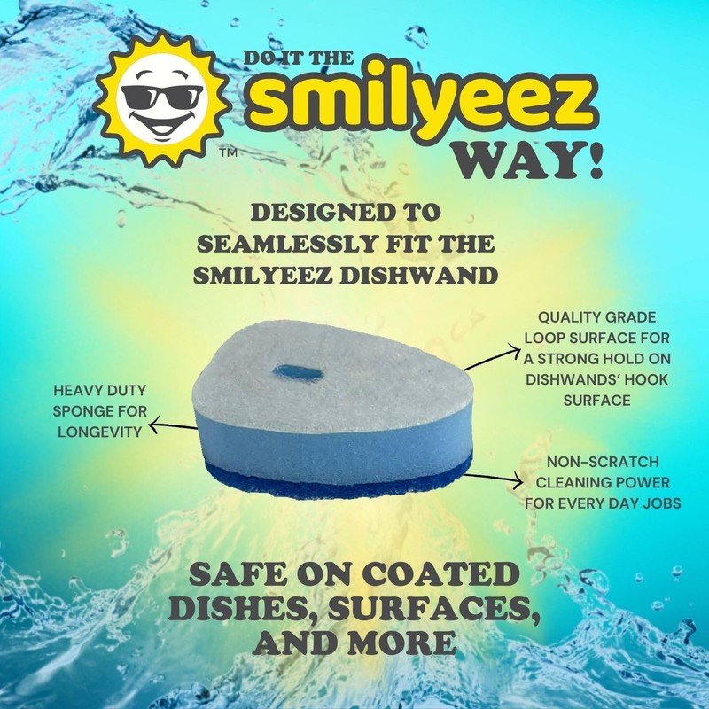 Smilyeez Soap Dispensing Dishwand (Grey) with Ergonomic Handle and 4