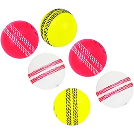 Kosma Set of 6 Wind Ball Cricket Ball | Soft Training Balls | Sports & Outdoors (2Pc White with Pink Seam, 2Pc Pink with White Seam, 2Pc Yellow with Black Seam)