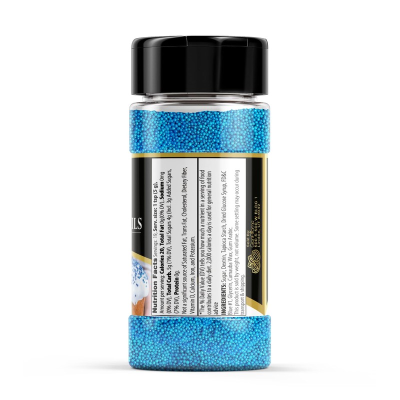 GranAroma Blue Nonpareils, Decorative Sprinkles, Cakes & Cookies, Bakery Staple