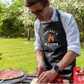 Stickerscape Pizza Apron | Pizza Flame Adults Apron for Men (Black) | Gifts for Fathers Day, Birthday or Christmas | Pizza Accessories for Dad