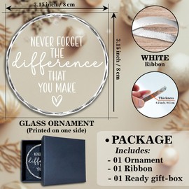 Thank You Gifts for Coworkers - Never Forget The Difference That You Make - Farewell Gifts for Coworkers Retirement Gifts for Women Men Coworker Boss Friend - Christmas Glass Ornament