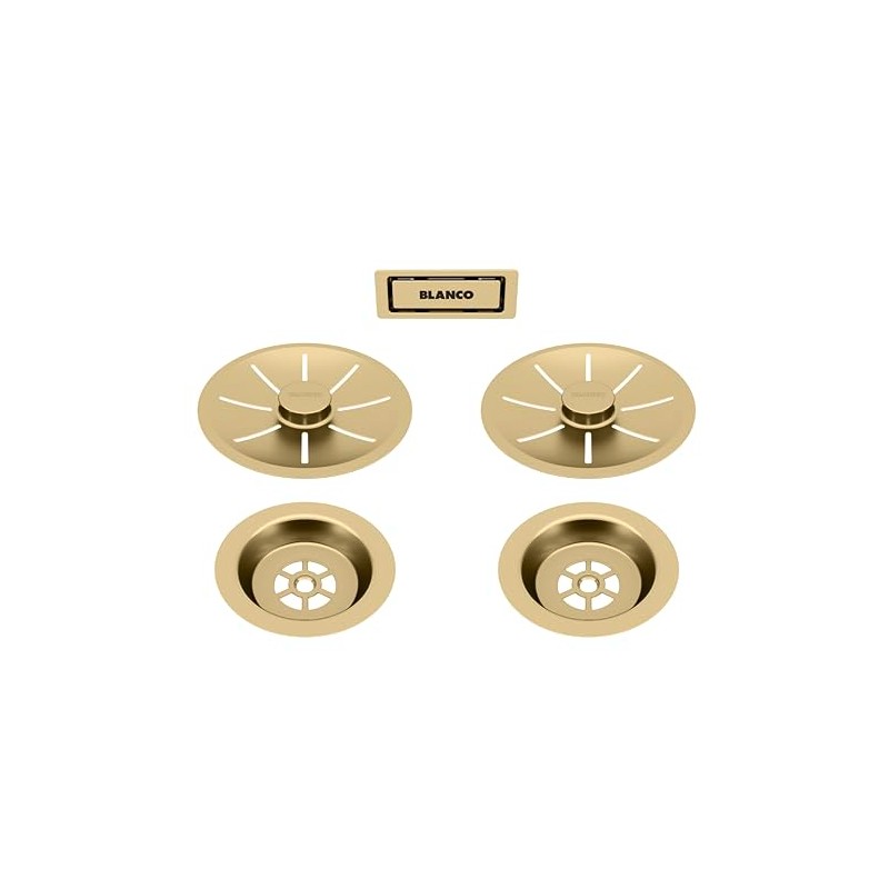 BLANCO Drain and Overflow Set for Double Sinks Satin Gold