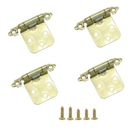 Aoktorkit 4Pcs Overlay Cabinet Hinge 1/2 Inch Flush Cabinet Hinges Door Hinges Self Closing Hinges for Cabinet Closet Door Furniture, Gold