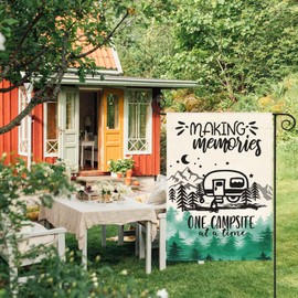 AVOIN colorlife Making Memories One Campsite At A Time Camping Garden Flag Double Sided, RV Campfire Firepit Yard Outdoor Decoration 12 x 18 Inch