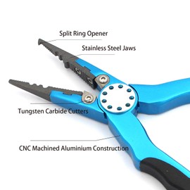 Aluminium Fishing Pliers, Stainless Steel Hook Remover Fishing Tools, Saltwater Resistant Fishing Gear, Spilt Ring Pliers, Tungsten Carbide Cutters, Braid Line Cutters