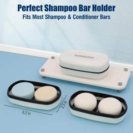 Shampoo Bar Holder Travel Case, Large Soap Holder for 5 oz/10 oz Oversized Bars, Durable & Versatile Storage Soap Container with Drainage Layer (1 Pack, White Style A-Large)