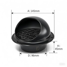 4" Vent Round Cover, Stainless Steel Wall Round Vent Hole Ventilating Cover, Air Ventilation and Exhaust Wall Vent Outlet Hood, HVAC Ducting Vent Cover (Black 2pcs)