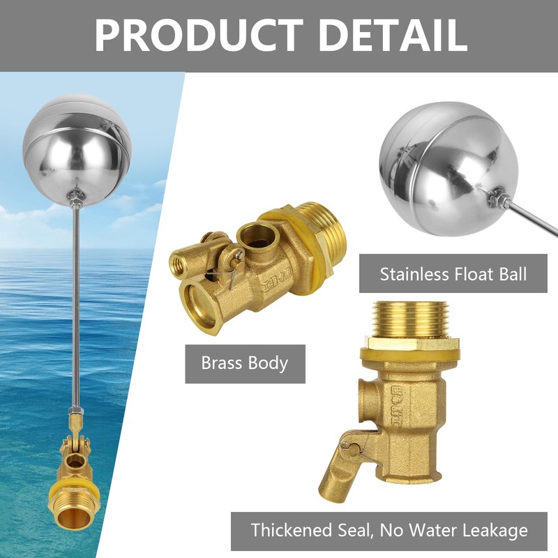 WOPPLXY 2Pcs Float Valve for Water Tank, 3/4 Inch DN20
