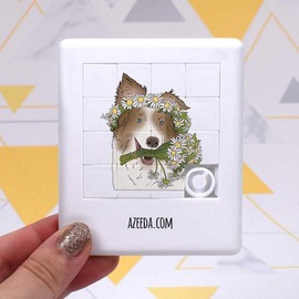 Azeeda 'Dog with Daisy Flowers' Sliding Puzzle (PZ00037262)