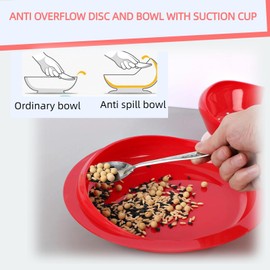 UKYCEORA Spill Proof Scoop Plate and Bowl with Non-Skid Suction Base, Adaptive Dinnerware, Suitable for The Elderly, Patients with Parkinson's Disease, Hand Injuries, etc.(Blue)