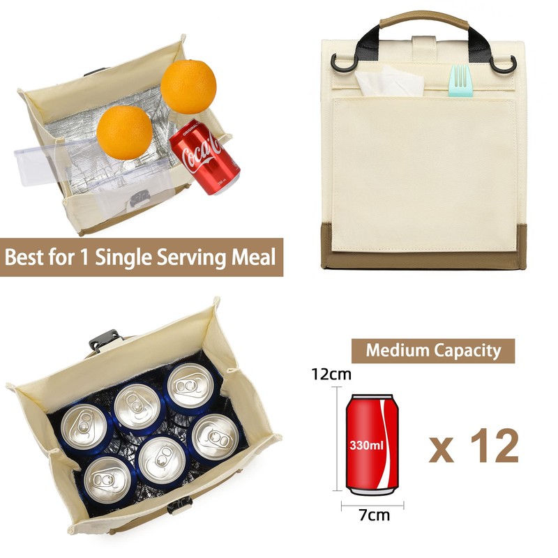 SUNNY BIRD Insulated Lunch Bag Rolltop Lunch Box Medium Lunch