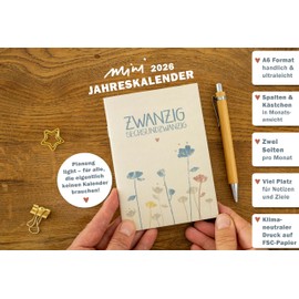 Eine der Guten Appointment Calendar A6 - Calendar 2026, Mini Monthly Planner & Notebook, Small Softcover Pocket Calendar, Cream Beige, Climate Neutral, FSC Paper