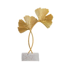 Sunicon Sunicon Gold Leaf Statues, Metal Iron Ginkgo Sculpture Gold Gingko Leaf Decor Crafts Statue Modern Home Decor Metal Leaf Sculpture for Table Decor (Ginkgo biloba-Trumpet)