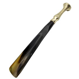 Shoe Horn Made with Real Horn Handmade. Easy Grip Long Brass handle Shoehorn for Men,Women Seniors, Pregnancy, Elderly, back pain, tall people and kids Shoes & Boots. Home or Travel .(16''brass)