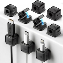 9 Pack Cord Organizer, Magnetic Cable Clips, Under Desk Management, Black