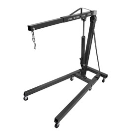 QUSKLISU Folding Hydraulic Crane, 2 Ton Heavy Duty Crane with Wheels, Hydraulic Shop Crane Folding Engine Hoist with Lever, 4400 Lbs Capacity Cherry Picker Shop Crane for Garage, Workshop, Repair