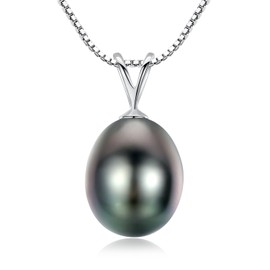 VIKI LYNN 9-10mm Tahitian Cultured Pearl Drop Necklace 18K Gold Pearl Jewelry for Women
