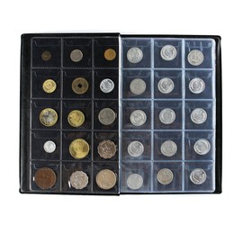 AITIME 150 Pockets Coins Collection Book Holders for Collectors, Quarter Dollar Storage Coin Supplies, Clear Pockets with Flap, Souvenir Collection Supplies for Hobby Collecting (Black)