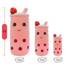 Rexinc Boba Plush 36-Inch Large/Giant/Jumbo Bubble Tea Kawaii Plushies Cute Squishy Long Body Pillow Cartoon Soft Stuffed Toy Gift for Girls Girlfriend