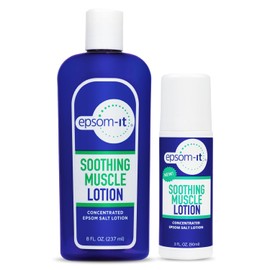 EPSOM-IT Soothing Muscle Epsom Salt Lotion Set, 8 Oz Bottle + 3 Oz Roll On