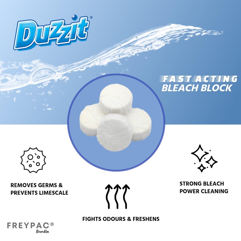 Duzzit Power Bleach Toilet Block White, Loo Deodoriser, Cistern Block,