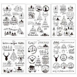 Pack of 6 Rub On Stickers Christmas, Foil Ons Stickers for Transfer Home Foil Vintage Decoration, DIY Glass Transfer Stickers, Christmas Rub-On A5 Sheet Decoration, Furniture Christmas