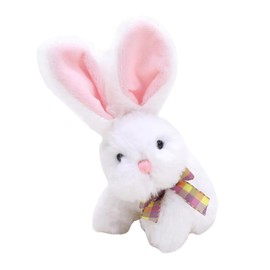 Made By Aliens Fluffy Easter Bunny Stuffed Animal with Bow – Plush Bunny Toy Cute Huggable Rabbit for Kids & Adults on Easter – 6-inch (White)
