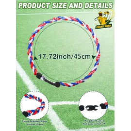 MTLEE 24 Pcs Baseball Necklaces Bulk, 3 Braided Rope Tornado Baseball Necklace, Assorted Colors Braided Baseball Rope Necklace for Baseball Sports Team (Patriotic Color,18 Inch)