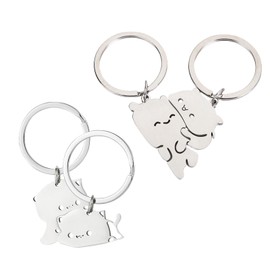 VARKAGE Pack of 2 Key Chains Cat, Puzzle Cat Keychain Cute, Key Chain Pair for Women, Car Key Chain, silver, M