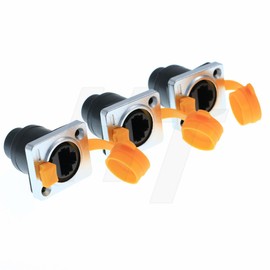 HangTon Panel Mount Waterproof RJ45 Connector Ethernet Network Cat5e Socket Feedthrough Chassis Receptacle (3pack, Yellow Socket)