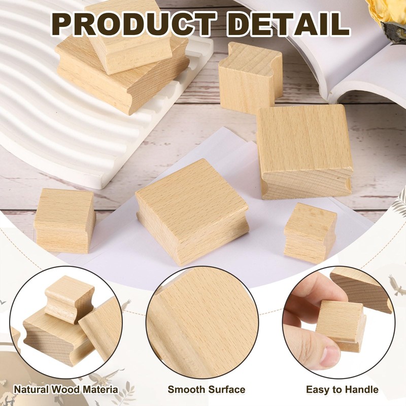 PATIKIL 20x20mm Wooden Stamp Block, 4 Pcs Blank Rubber Stamp