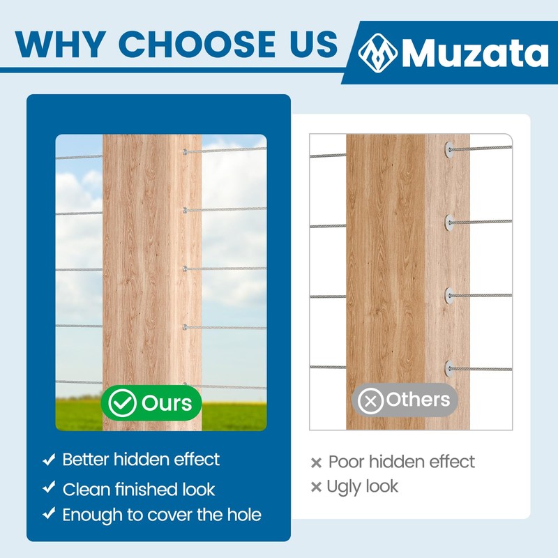 Muzata 120PCS Stainless Steel T316 Protective Sleeves Cable Railing Kit