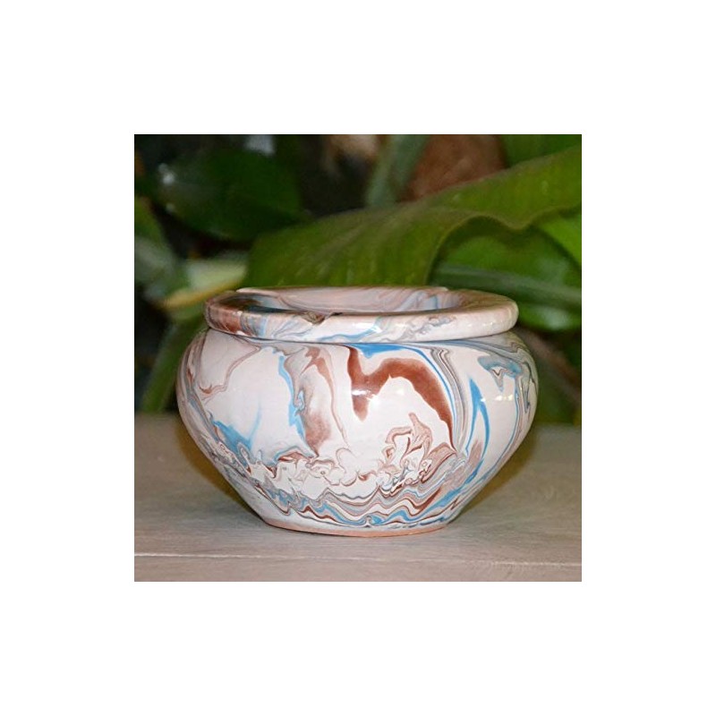 Small Tunisian Marble Ashtray in Blue, Brown and White