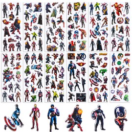 12 Stück Avenges Sticker, 3d Puffy Sticker Aufkleber Wasserfest, Sticker S-uper Helden Jungen, Sticker Set Kinder Mitgebsel Kindergeburtstag für Skateboards, Bottle, Tablets, Schultaschen, Türen