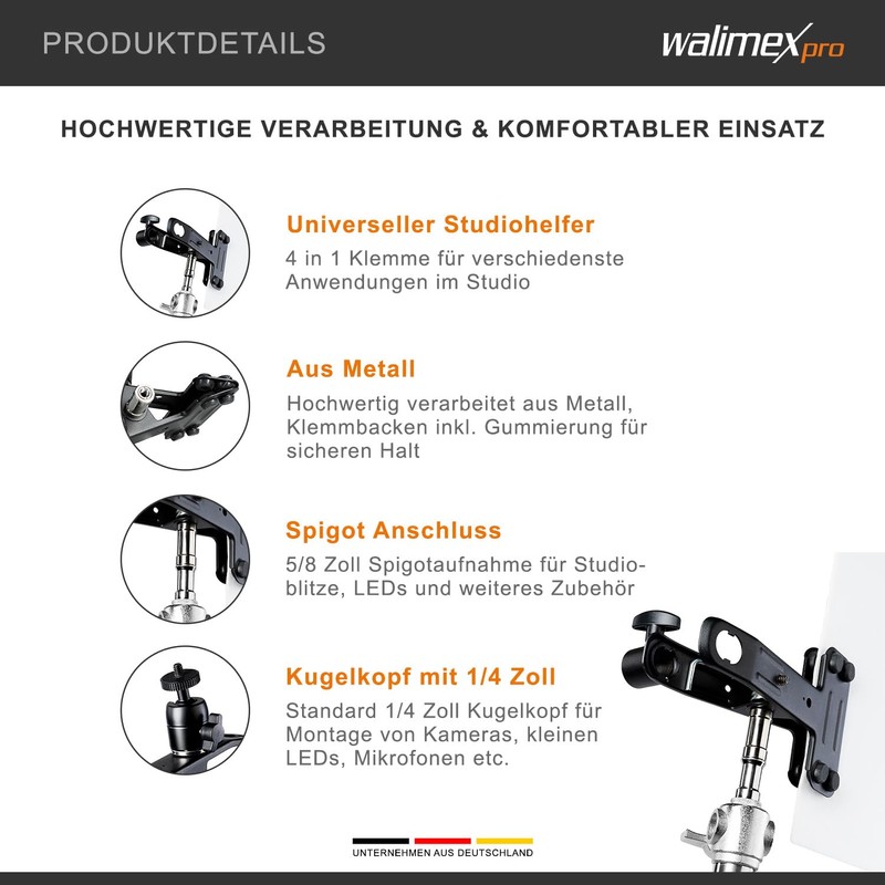 Walimex 4 in 1 Studio Clamp - Black
