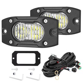 YCHOW-BEAM Flush Mount LED Pods 2PCS 40W Flood CREE LED Bumper Lights Offroad Driving Backup Reverse Lights Flush Mount Fog Light Pods Headlamp Mount on Bumper Grille for Trucks Pickup SUV UTV ATV