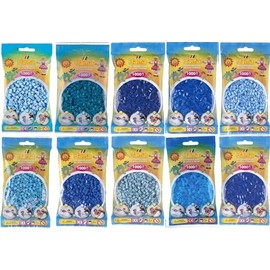 Hama Midi Ironing Beads Convulut Blue Tones (Blue 08, Light Blue 09, Tr Blue 15, Turquoise 31, Neon Blue 36, Pastel Blue 46, Azure 49, Tr Aqua 73, Petrol 83, Pastel Light Blue 97+ Instructions with 3
