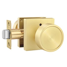 Goldenwarm Gold Door Knobs Interior, Privacy Brushed Brass Interior Door Knobs, Heavy Duty Zinc-Alloy Brushed Gold Indoor DoorKnob for Bedroom Bathroom 1 Pack