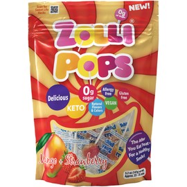 Zollipops Mango & Strawberry - Tropical Delight with Mango and Strawberry Flavored Lollipops, 5.2 oz. Bag
