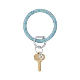 Oventure, llavero de pulsera original, llavero de silicona Big O, paquete de regalo de confeti de edición limitada (confeti azul escarcha), Turquesa