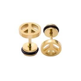 Small Peace Sign Stud Earrings 16g Women Men Teen Girls Cartilage Tragus Cute Simple Stainless Steel Screw Back Small Mini Stud Earrings Sleep Piercing, Stainless Steel, No Gemstone