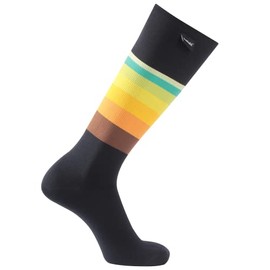 SuMade Men Knee High Waterproof Running Socks, Athletic 20-30mmHg Compression Socks Thick Hunting Socks Rain Boot Cushion Quick Dry Hiking Cycling Skiing Crew Socks (Black&Yellow,Large)