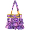 Eye Catch - Antigua Ruffled Beaded Print Shoulder Bag Handbag