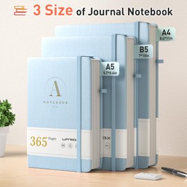Umriox Lined Notebook,365 Pages A5 Thick Journal 100gsm No Bleed Paper, Hardcover Leather Journal for Women Men Work School Writing,14.5 x 21cm-Light Blue