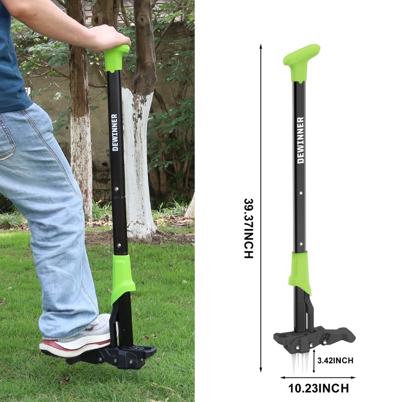 DEWINNER 4-Claw Stand Up Weed Puller Tool, 34'' Heavy Duty