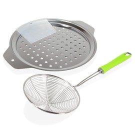 Tahanson Stainless Steel Crafted German Spaetzle Swiss Knoepfle Dumpling Egg Noodle Maker Lid Complete with Wire Food Skimmer and Scraper