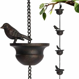 Bird Rain Chain Craft Garden Outdoor Bird Rain Chain Eaves Leakproof Garden Retro Metal Pendant Decoration Metal Rain Catcher Chain