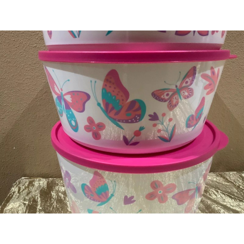 New Tupperware UNIQUE Butterfly & Flowers Theme Ilumina StacknStore Set